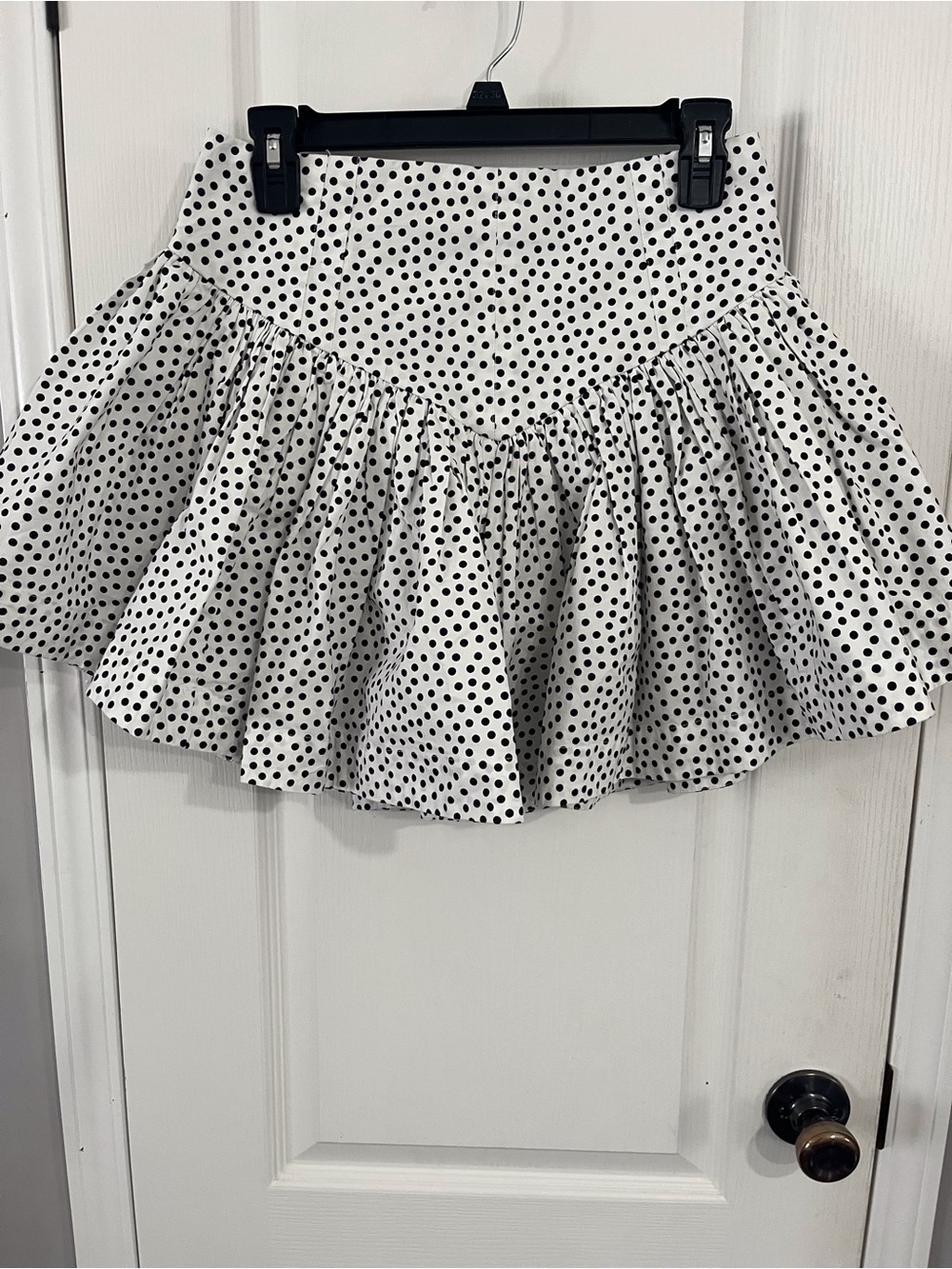 Maeve Anthropologie White Circle Skirt/Skort with Black Polka Dots